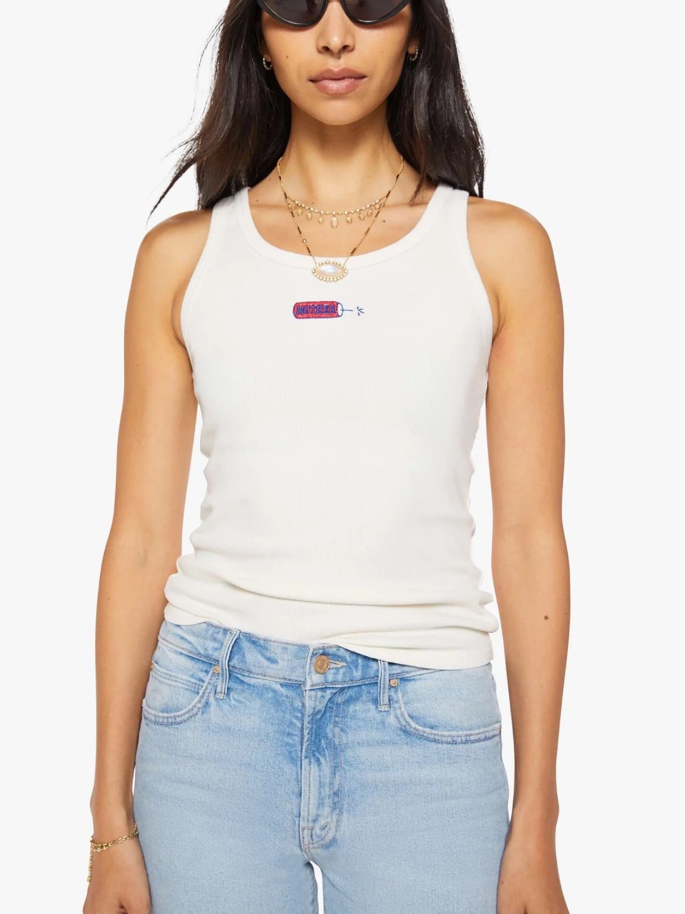 MOTHER The Runner Up Firecracker Tank Top Size small
